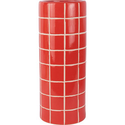 Βάζο Retro Tiles Large PT4392RD Φ15x40cm Bright Scarlet Red Present Time Κεραμικό