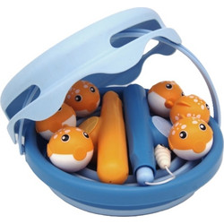 COMPACTOYS Indoor & Outdoor Fishing Game, Παιχνίδι Ψαρέματος + Κουβαδάκι Μπλε -11τεμ