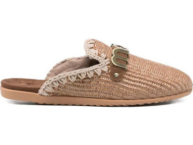 MOU OPEN HEEL BALLERINA IN RAFFIA - LETTER LOGO ΠΑΠΟΥΤΣΙ ΓΥΝΑΙΚΕΙΟ MUSW731011K