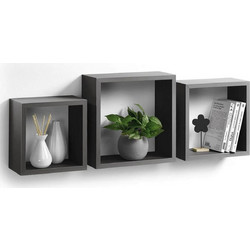 Σετ Ράφια Τοίχου Cubes Homea - Antracite Grey - 3 τεμάχια 6RAN789GR