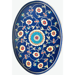 Δίσκος Les Ottomans Multi-Blue Ikat Oval Hand-Painted Iron Tray