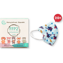 Tiexiong FFP2 Filtering Half Mask Παιδική Γαλάζια με Spiderman 20τμχ