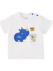 iDO ΒΡΕΦΙΚΟ ΛΕΥΚΟ ΒΑΜΒΑΚΕΡΟ T-SHIRT ΜΕ ΣΤΑΜΠΑ ΖΩΑΚΙΑ ΑΓΟΡΙ (8056044562624)