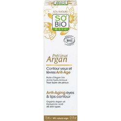 So' Bio Etic Argan & Υαλουρονικό Οξύ Κρέμα για Μάτια & Χείλη 15ml