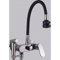 Bonken HT-5200 Μπαταρία Κουζίνας Πάγκου Διπλής Παροχής Ανάμεικτη με Εύκαμπτο Ρουξούνι Μαύρη