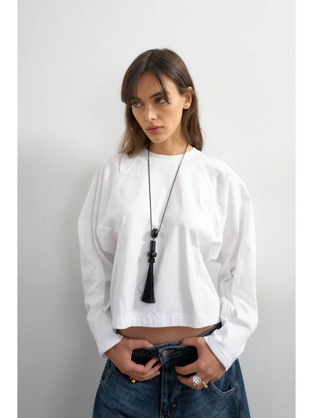 Topshop γυναικεία μπλούζα μονόχρωμη με μακρύ μανίκι Rosa - 31001452 Εκρού