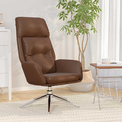 vidaXL Πολυθρόνα Relax Περιστρεφόμενη Δερμάτινη Καφέ 341286