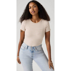 Levi's(R) γυναικείο T-shirt ribbed με ριγέ σχέδιο και λογότυπο Slim Fit Hayes - 001J30052 Μπεζ