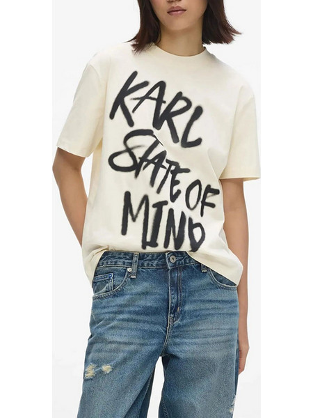 KARL LAGERFELD KLJ REG KARLISM TEE B3W17019-2OO Cream