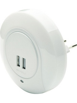 Aca Led Λαμπάκι Νυκτός 1W με 2 USB Θύρες (SF78LED)
