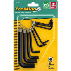 Άλλεν μπρελόκ σετ 10 τεμάχια Cresman μαύρο 1.5-10mm