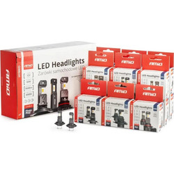 Amio - ΛΑΜΠΕΣ LED H1 H3 H4(x3) H7(x9) HB3 HB4 12V 60W 6.000K 5.600lm LED CAN-BUS HYBRID SERIES - ΣΕΤ 16 ΤΕΜ. (04120 AM)