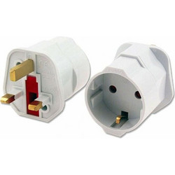 LAMTECH LAM113317 Αντάπτορας Πρίζας UK 13A σε EU Schuko 230V 3000W με Γείωση - Λευκός