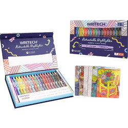 WRITECH ΜΑΡΚΑΔΟΡΟΣ ΥΠΟΓΡΑΜΜΙΣΗΣ ΚΟΥΜΠΙ 1-4mm ΣΕΤ 18 ΤΕΜΑΧΙΩΝ RETRACTABLE SET ΑΣΣΟΡΤΙ