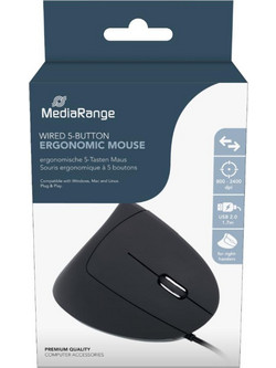 MediaRange MROS230 Ενσύρματο Ποντίκι Εργονομικό Black