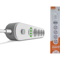 Πολύπριζο με 4 πρίζες ΕΕ και 4 θύρες USB λευκό SE4432