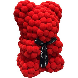 Αρκουδάκι Κόκκινο με Κορδέλα και κουτί 25cm Pom Pom Foam flower 84790 Κόκκινο