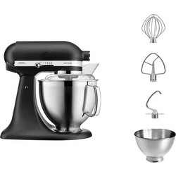 KitchenAid 5KSM185PSEBK Κουζινομηχανή 300W με Ανοξείδωτο Κάδο 4.8lt