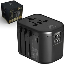 Αντάπτορας Πρίζας Extralink Smart Life EU/UK/USA/AU/CH + USB-C USB-A
