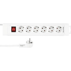 Πολύπριζο REV 6-fold 2,4m Supraline w. switch white