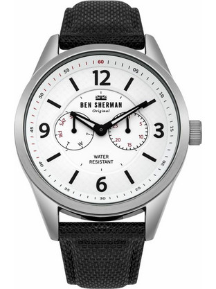 Ben Sherman Big Carnaby Ανδρικό Ρολόι Χρονογράφος με Μαύρο Δερμάτινο Λουράκι WB069WB