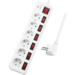 Πολύπριζο Logilink 6-fach,6xCEE 7/3,m. 7switches,white
