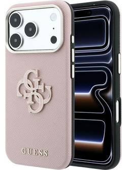 Guess Grained & Big Resin Logo Case Pink (iPhone 18 Pro Max / 17 Pro Max)