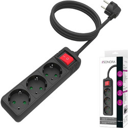 Πολύπριζο SONORA PSB301-CB 3 Θέσεων 1.5m - Μαύρο