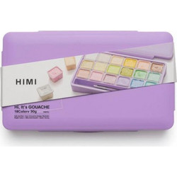 HIMI Jelly Cup Gouache Σετ 18 Χρωμάτων Pastel Τέμπερες & Παλέτα Ανάμιξης Και 3 Πινέλα Purple Case TST124