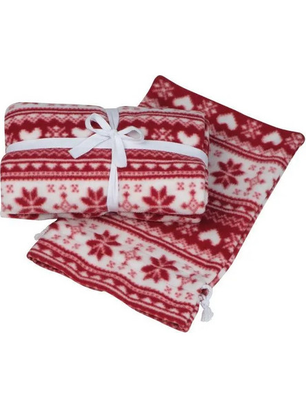 Xριστουγεννιάτικη κουβέρτα fleece κόκκινη 130χ170εκ