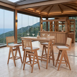 Τραπεζαρία μπαρ Winslow pakoworld σετ 5τεμ ξύλο rubberwood ανοιχτό καρυδί 120x45x100εκ - PAKOWORLD