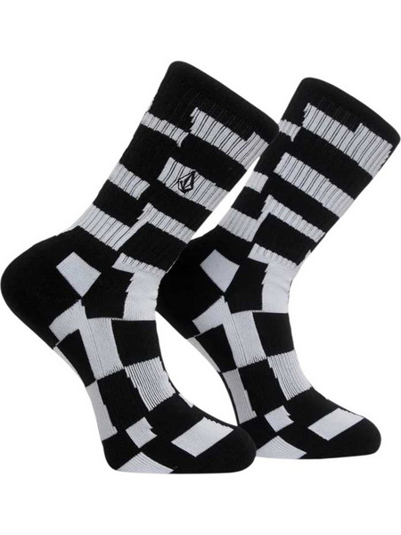 VOLCOM KIDS BOY FA CARRAU SOCK YOUTH SOCKS - F6332602-WHT BLACK/ WHITE