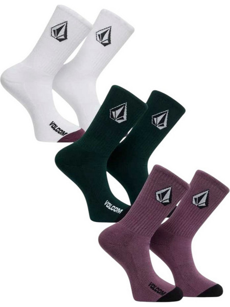 VOLCOM KIDS BOY FULL STONE 3 PK SOCKS - F6332601-MLT