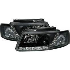 Φανάρια εμπρός Vw Passat 3Β/B5 (1997-2000) led - μαύρα , με λάμπες (Η1) - σετ 2τμχ