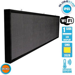 GLOBOSTAR DISPLAY Κυλιόμενη Ψηφιακή Επιγραφή P10 Μονής Όψης LED AC 220-240V Αδιάβροχο IP65 Πορτοκαλί - WiFi Control μέσω FK APP, 800W, Μ264 x Π9 x Υ72cm