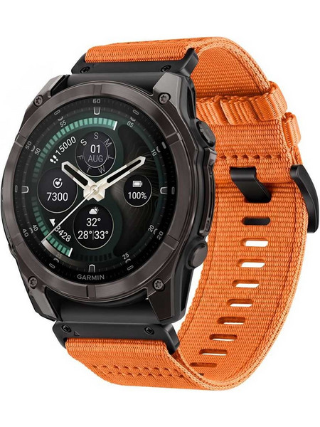 Tech-Protect Nylon Classic Λουράκι Υφασμάτινο Signal Orange (Garmin Fenix 5X / 5X Plus / 6X / 6X Pro / 7X / 8 / 51mm)