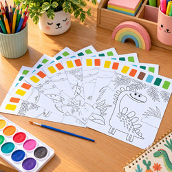 Χρωμοσελίδες Dinosaurs Colorem με ενσωματωμένα χρώματα - 21x28.5cm