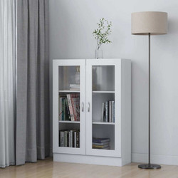 Βιτρίνα Λευκή 82,5 x 30,5 x 115 εκ. Επεξ. Ξύλο