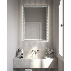 Project Mirrors Wood Deco Ορθογώνιος Καθρέπτης Μπάνιου Ξύλινος Ασήμι 70x100cm