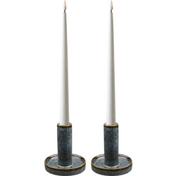 Κηροπήγια Candle Holders - Κεραμικά Μπλε Σετ Των 2 τμχ O9.5 x H11 cm HOUSE NORDIC