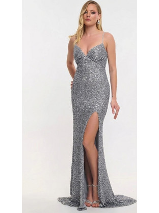 Glamorous Maxi Φόρεμα με Παγιέτες Ασημί