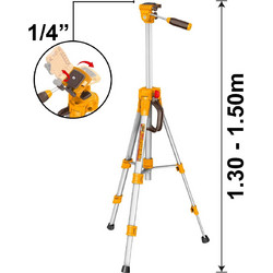 Τρίποδο για Αλφάδια Laser 1/4" με Σπαστή Κεφαλή 1/4" 1.5m