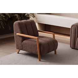 Wing Chair N-Line Brown Fabric: Polyester (boucle Texture) 68x90x80 cm