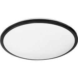 GLOBOSTAR(R) TUFFIN 60999 Φωτιστικό Πλαφονιέρα Οροφής LED 36W 3960lm 120 AC 220-240V Αδιάβροχο IP54 Φυσικό Λευκό 4500K - Lumileds SMD Chip - Μαύρο Ματ & Λευκό Γαλακτερό - Μ48 x Π48 x Υ6.5cm