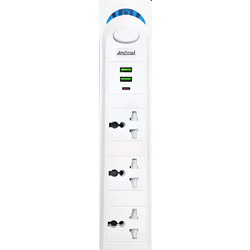 Πολύπριζο 3 Θέσεων με 2 USB, Type-C και Καλώδιο 2m 1700W Λευκό Andowl PX10A