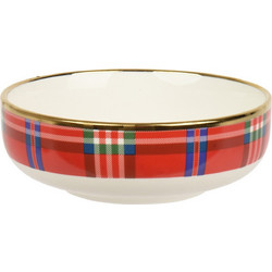 Χριστουγεννιάτικο porcelain μπολ Tartan κόκκινο 16x5.8εκ (Kaemingk) (KM-202106)