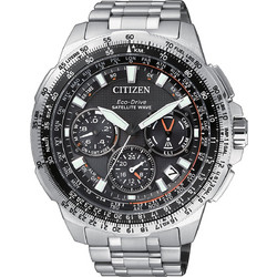 Citizen Eco-Drive Ανδρικό Ρολόι Χρονογράφος Solar με Ασημί Καουτσούκ Λουράκι CC9020-54E