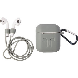Θήκη Σιλικόνης για airpods και anti lost strap ΓΚΡΙ 111.0122