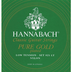 Hannabach 825 LT Pure Gold Plated Σετ 6 Χορδές Κλασικής Κιθάρας Nylon Light Tension