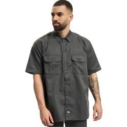 Dickies Ανδρικό Πουκάμισο Βαμβακερό Κοντομάνικο Φαρδιά Γραμμή Overshirt Ανθρακί DK0A4XK7-CH0